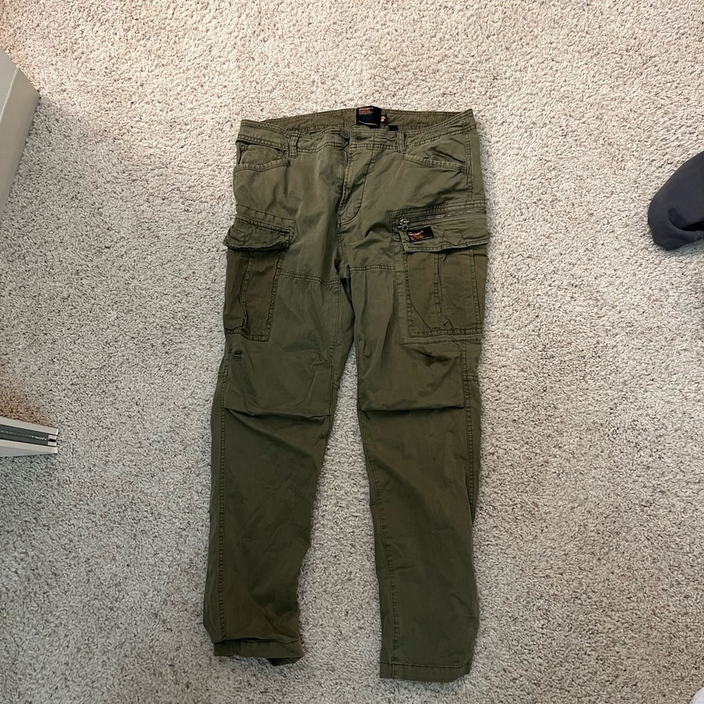 Superdry olive cotton cargo pants